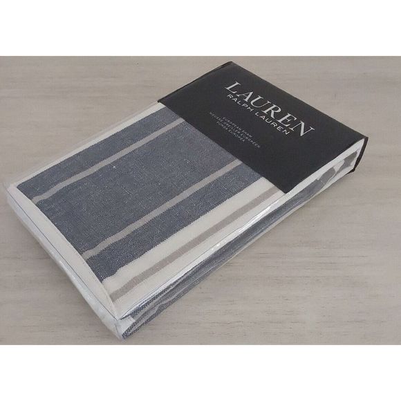 Ralph Lauren DOMINIQUE YARN DYE Blue White European Euro Pillow Sham 26"x26" - Picture 5 of 10